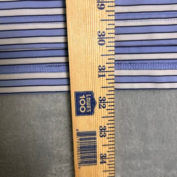 Turtleson Golf Polo Mens Large Blue White Striped Performance Country Club Prep - Picture 7 of 7